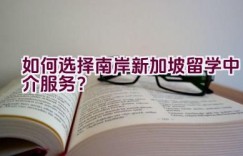 如何选择南岸新加坡留学中介服务？