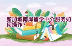 新加坡南岸留学中介服务如何操作？