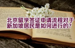 北京留学签证申请流程对于新加坡居民是如何进行的？