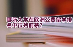 哪所大学在欧洲公费留学排名中位列前茅？