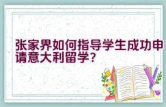 张家界如何指导学生成功申请意大利留学？