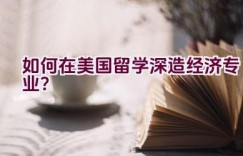 如何在美国留学深造经济专业？