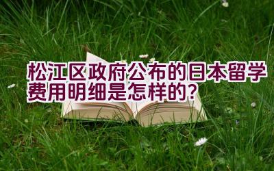 松江区政府公布的日本留学费用明细是怎样的？插图