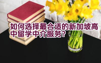 如何选择最合适的新加坡高中留学中介服务？插图