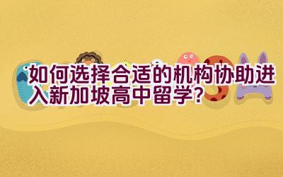 如何选择合适的机构协助进入新加坡高中留学？插图