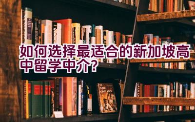 如何选择最适合的新加坡高中留学中介？插图