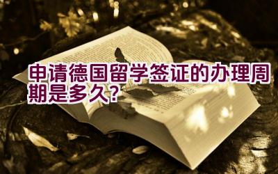 申请德国留学签证的办理周期是多久？插图