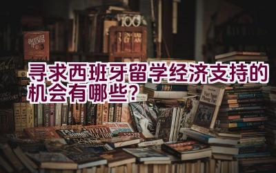 寻求西班牙留学经济支持的机会有哪些？插图