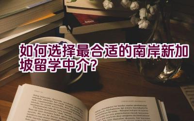 如何选择最合适的南岸新加坡留学中介？插图