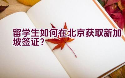 留学生如何在北京获取新加坡签证？插图