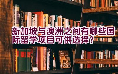 新加坡与澳洲之间有哪些国际留学项目可供选择？插图