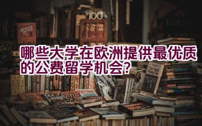 哪些大学在欧洲提供最优质的公费留学机会？插图