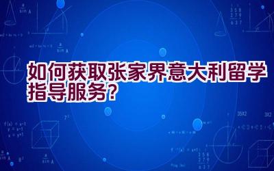 如何获取张家界意大利留学指导服务？插图