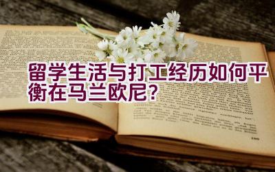 留学生活与打工经历如何平衡在马兰欧尼？插图