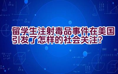 留学生注射毒品事件在美国引发了怎样的社会关注？插图